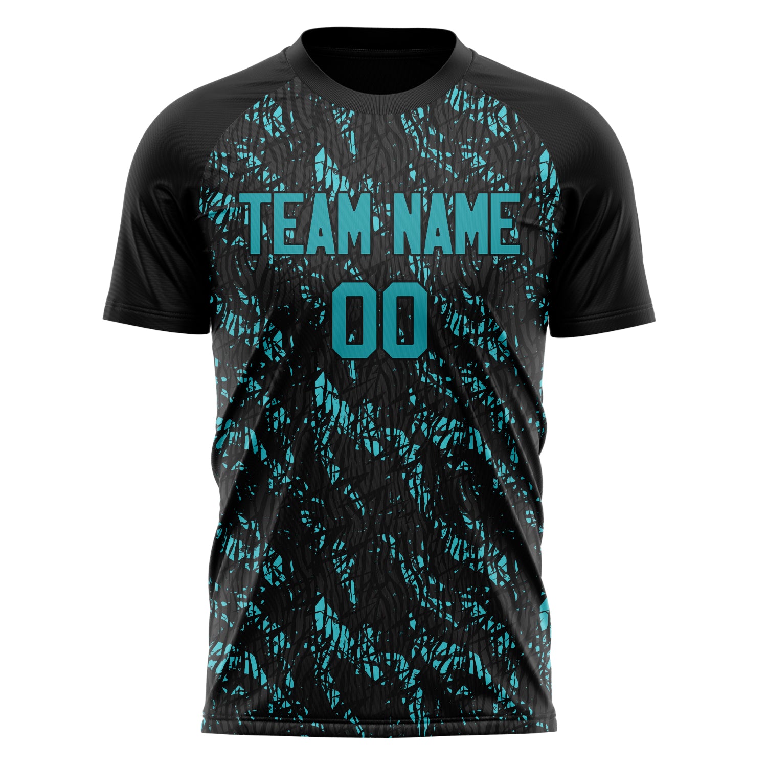 Personalized Black & Teal Pattern Soccer Jersey