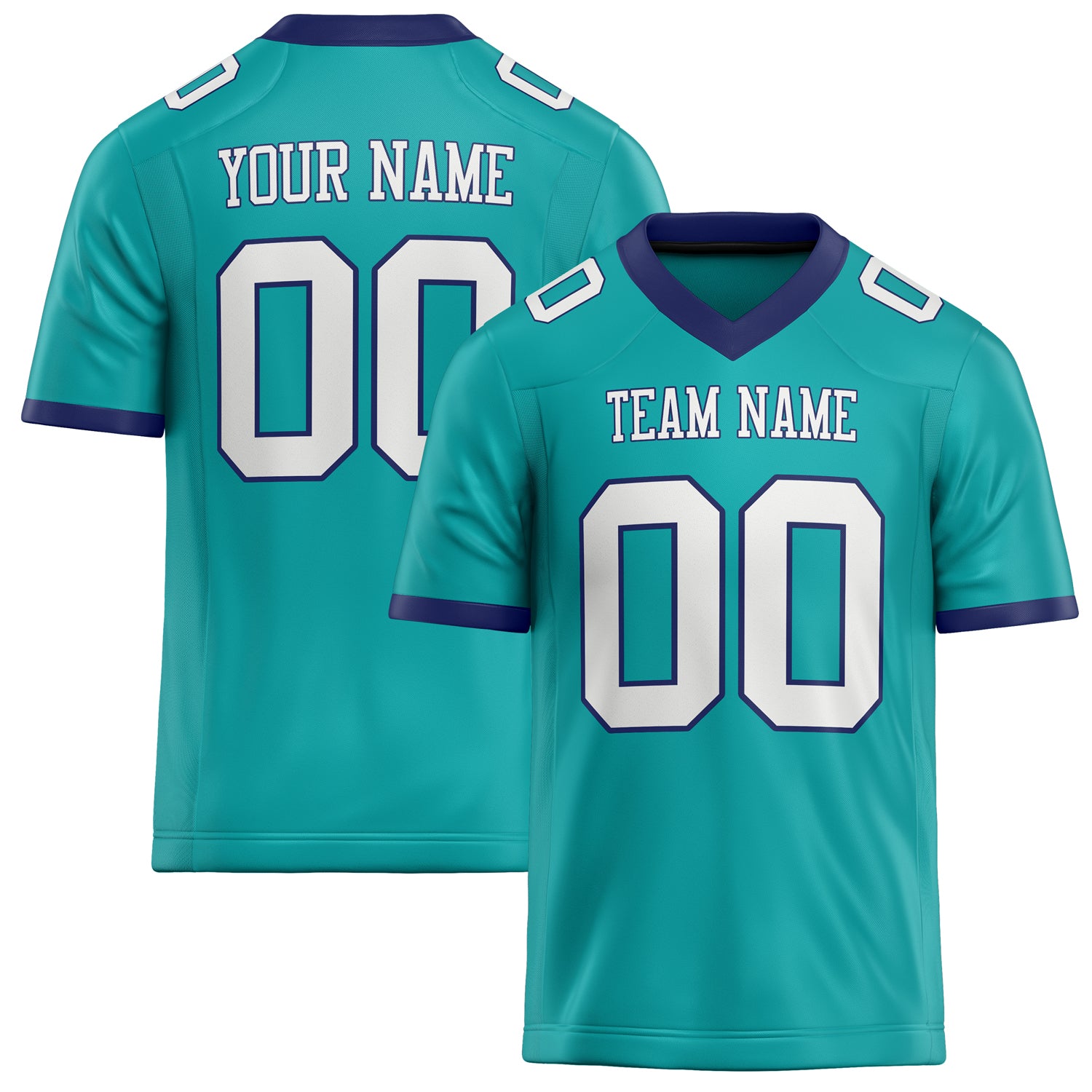 Personalized Aqua White Solid Colour Football Jersey FT02240730AQ001