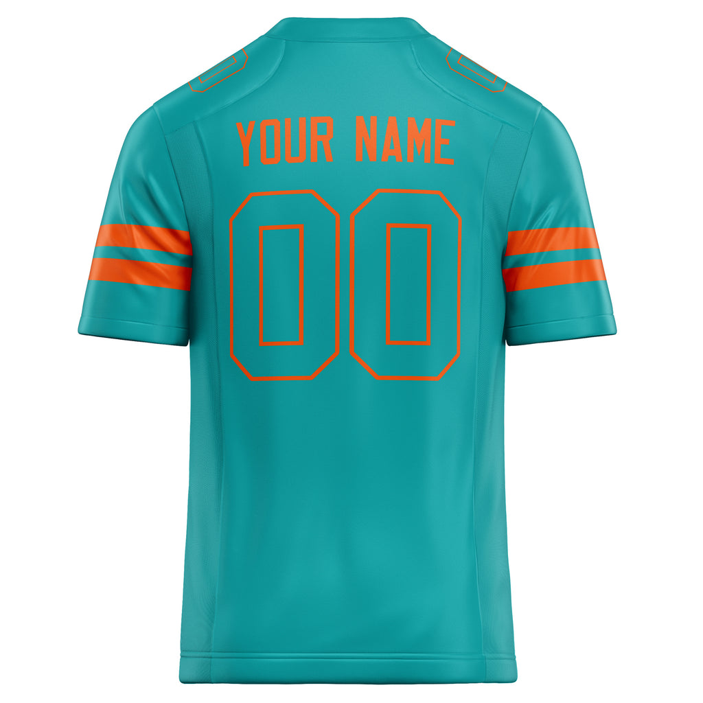 Personalized Aqua & Orange Solid Colour Football Jersey