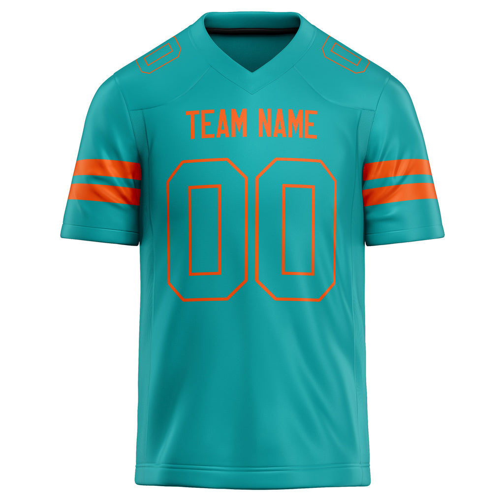 Personalized Aqua & Orange Solid Colour Football Jersey