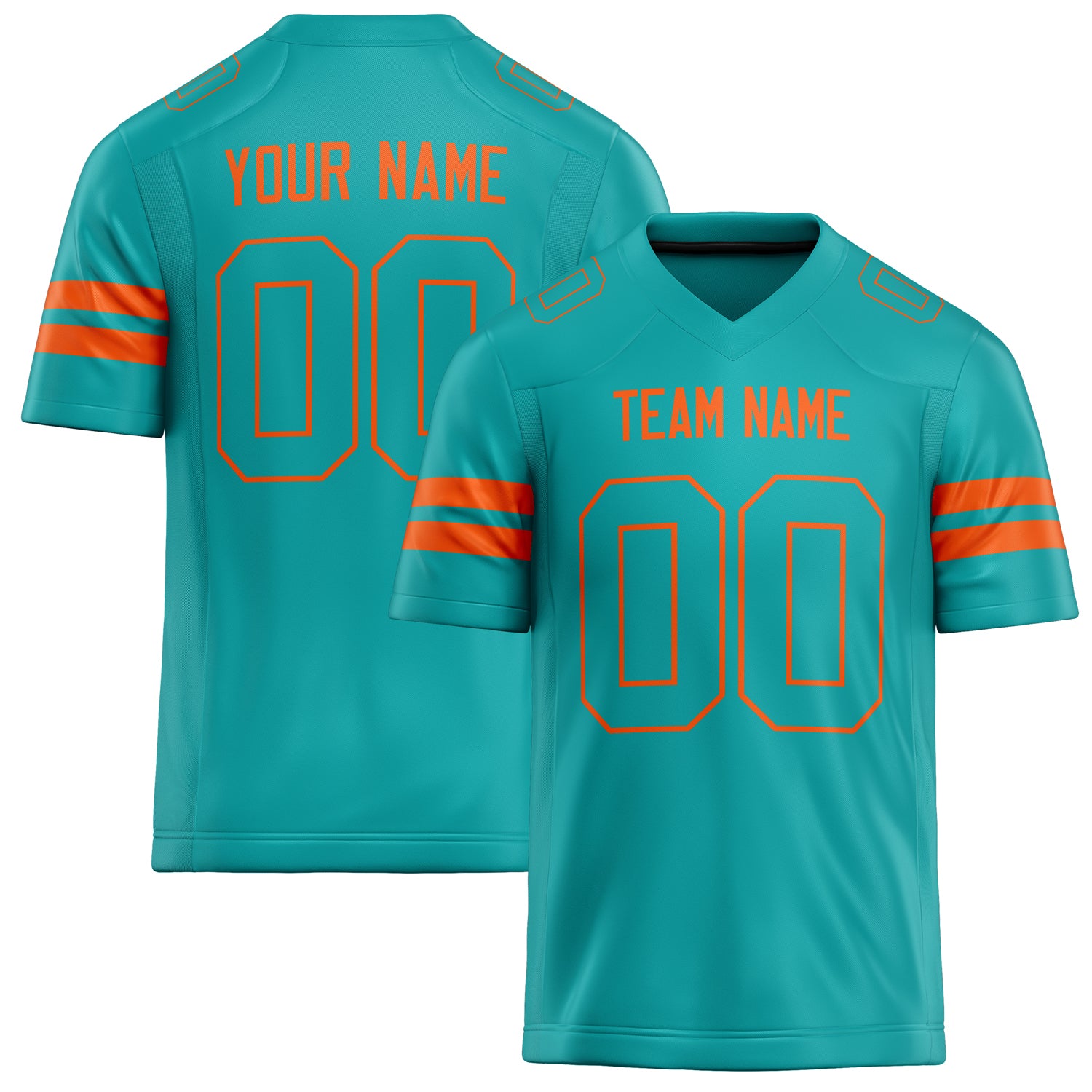 Personalized Aqua Orange Solid Colour Football Jersey FT02240730AQ003