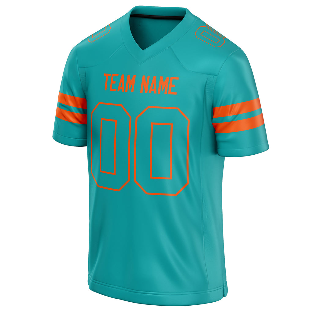 Personalized Aqua & Orange Solid Colour Football Jersey