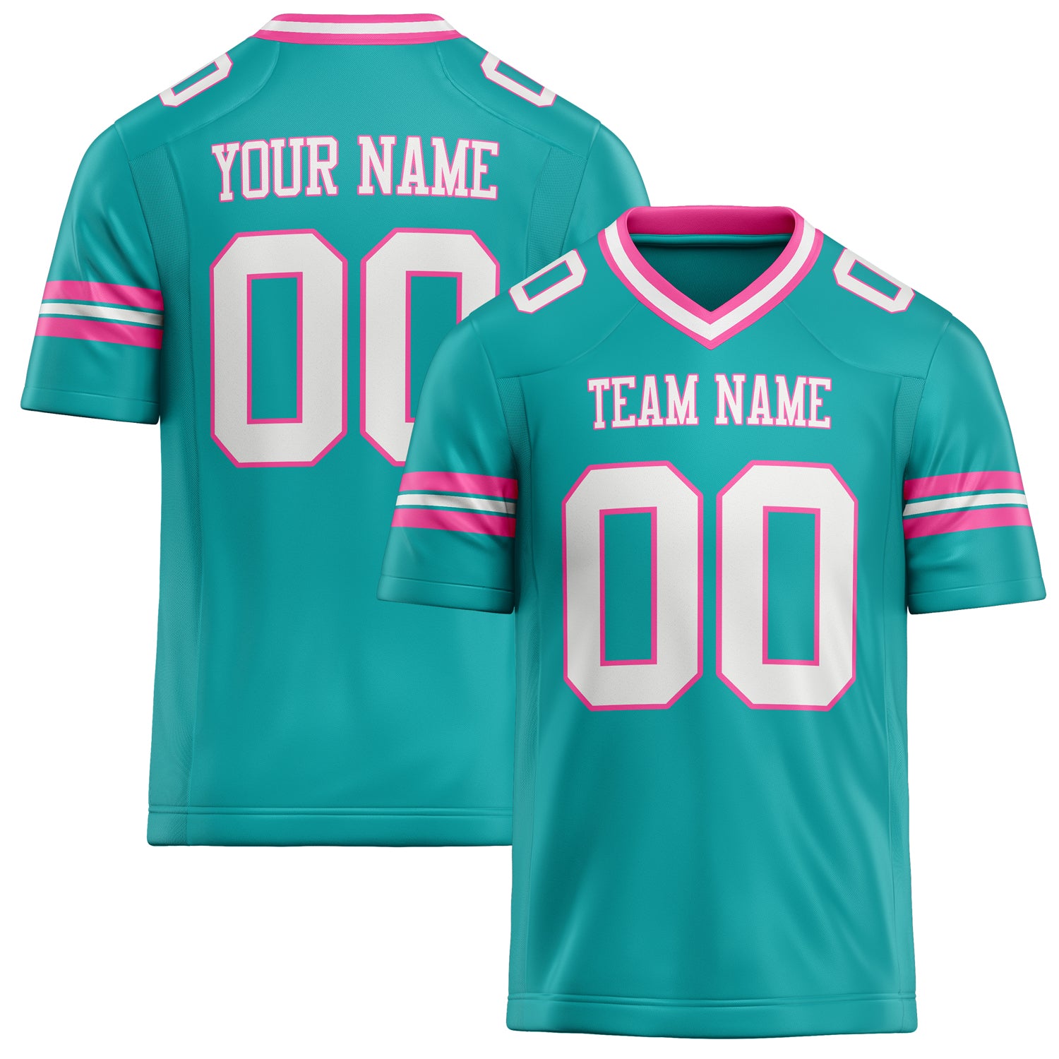 Personalized Aqua White Solid Colour Football Jersey FT02240730AQ004