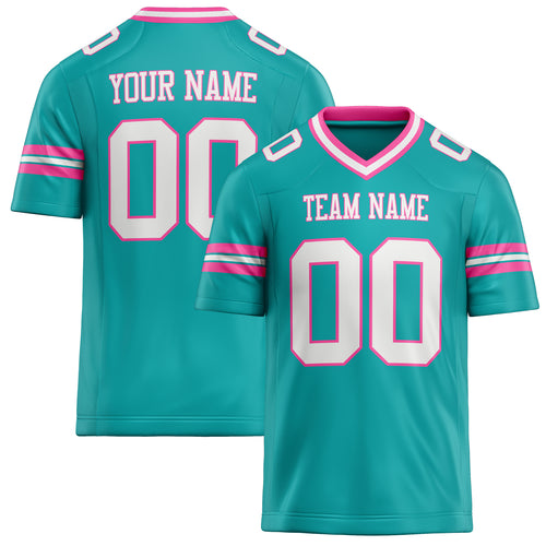 Personalized Aqua White Solid Colour Football Jersey FT02240730AQ004