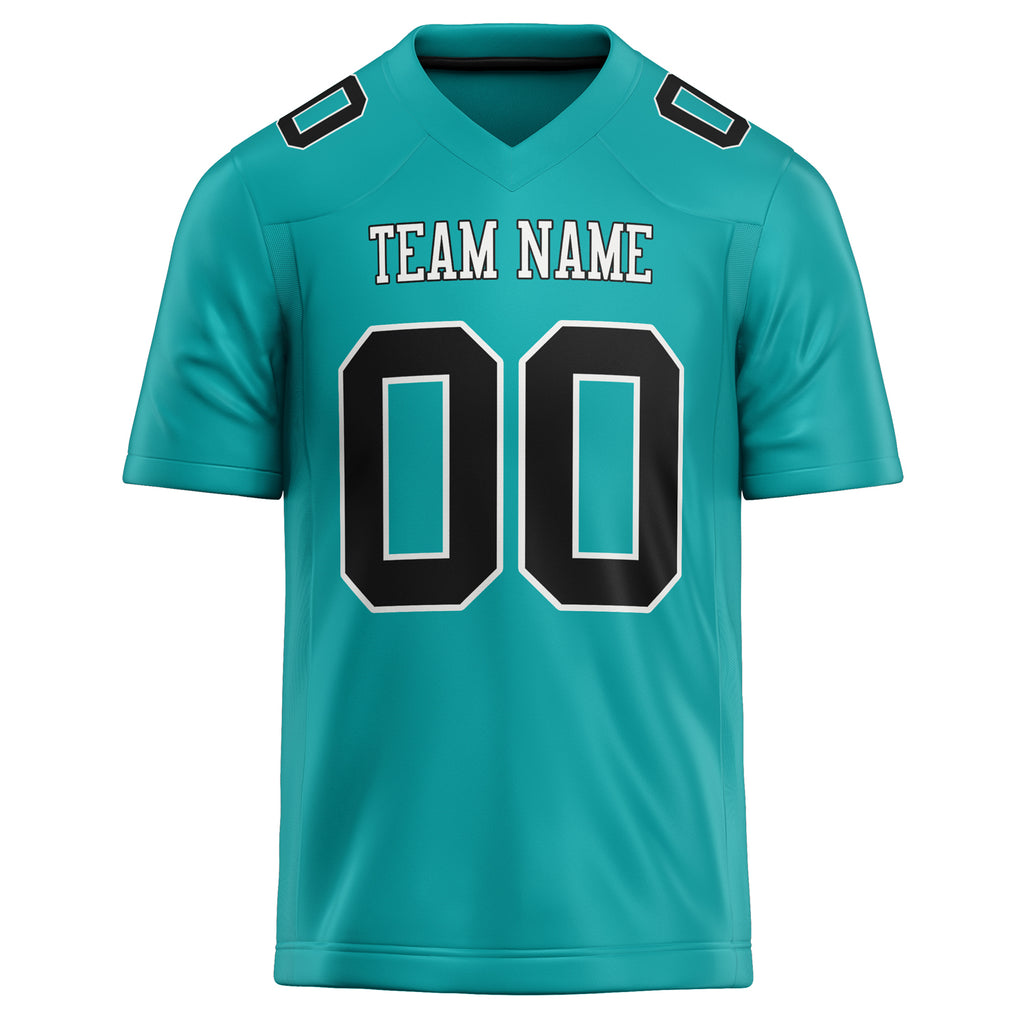 Personalized Aqua & Black Solid Colour Football Jersey