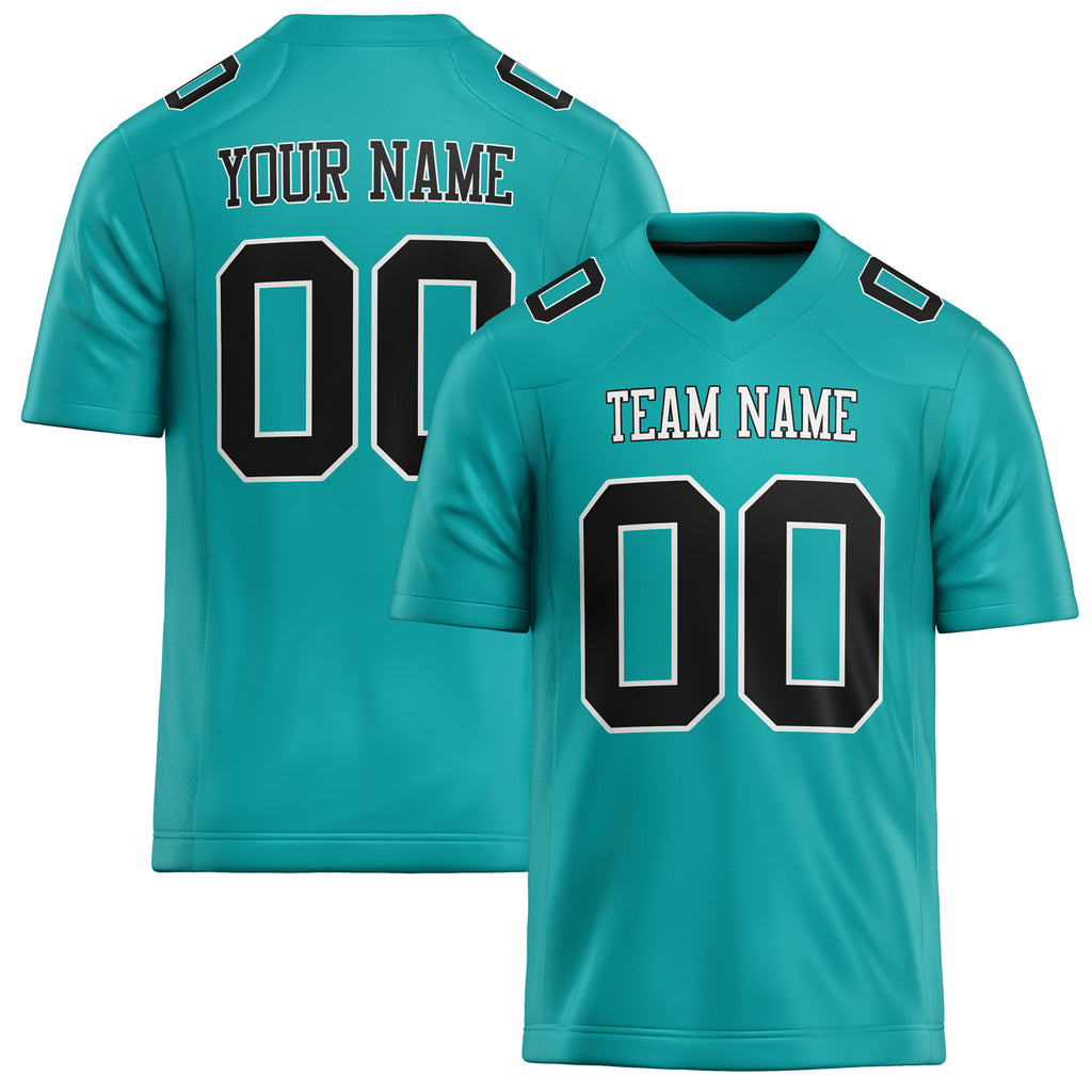 Personalized Aqua Black Solid Colour Football Jersey FT02240730AQ005