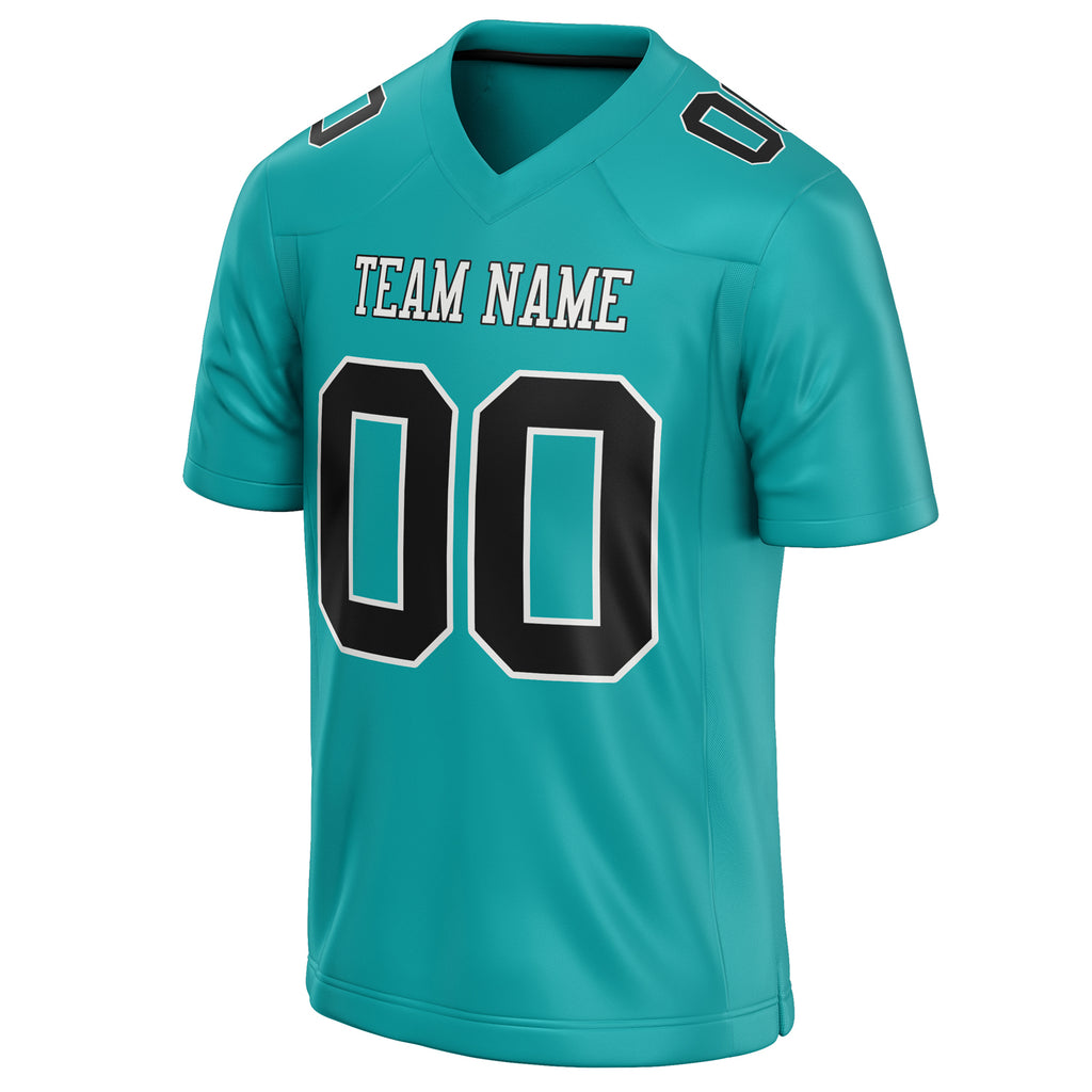 Personalized Aqua & Black Solid Colour Football Jersey