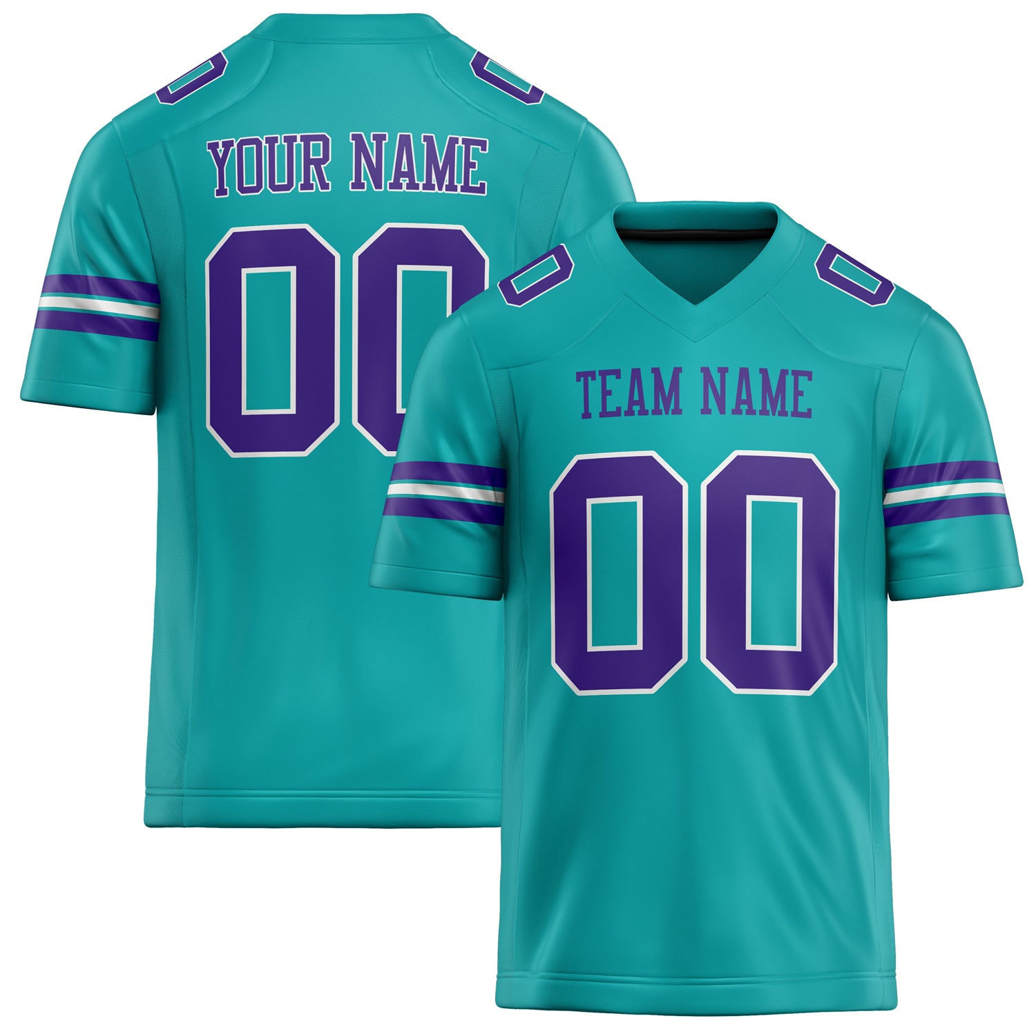 Personalized Aqua Purple Solid Colour Football Jersey FT02240730AQ006