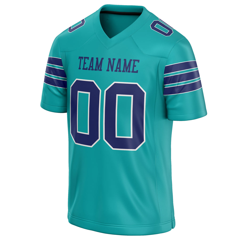 Personalized Aqua & navy Solid Colour Football Jersey