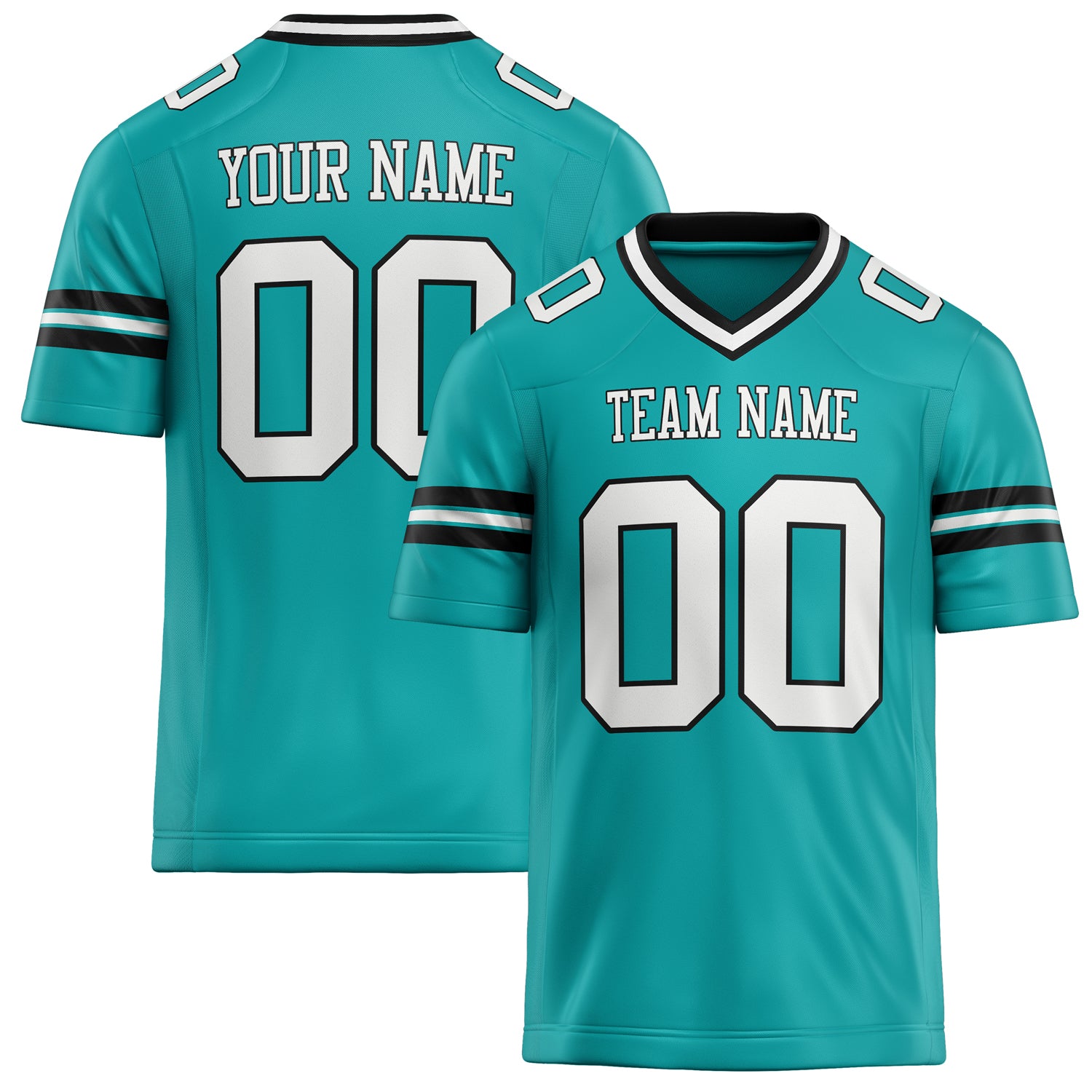 Personalized Aqua White Solid Colour Football Jersey FT02240730AQ008