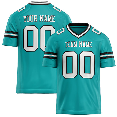 Personalized Aqua White Solid Colour Football Jersey FT02240730AQ008