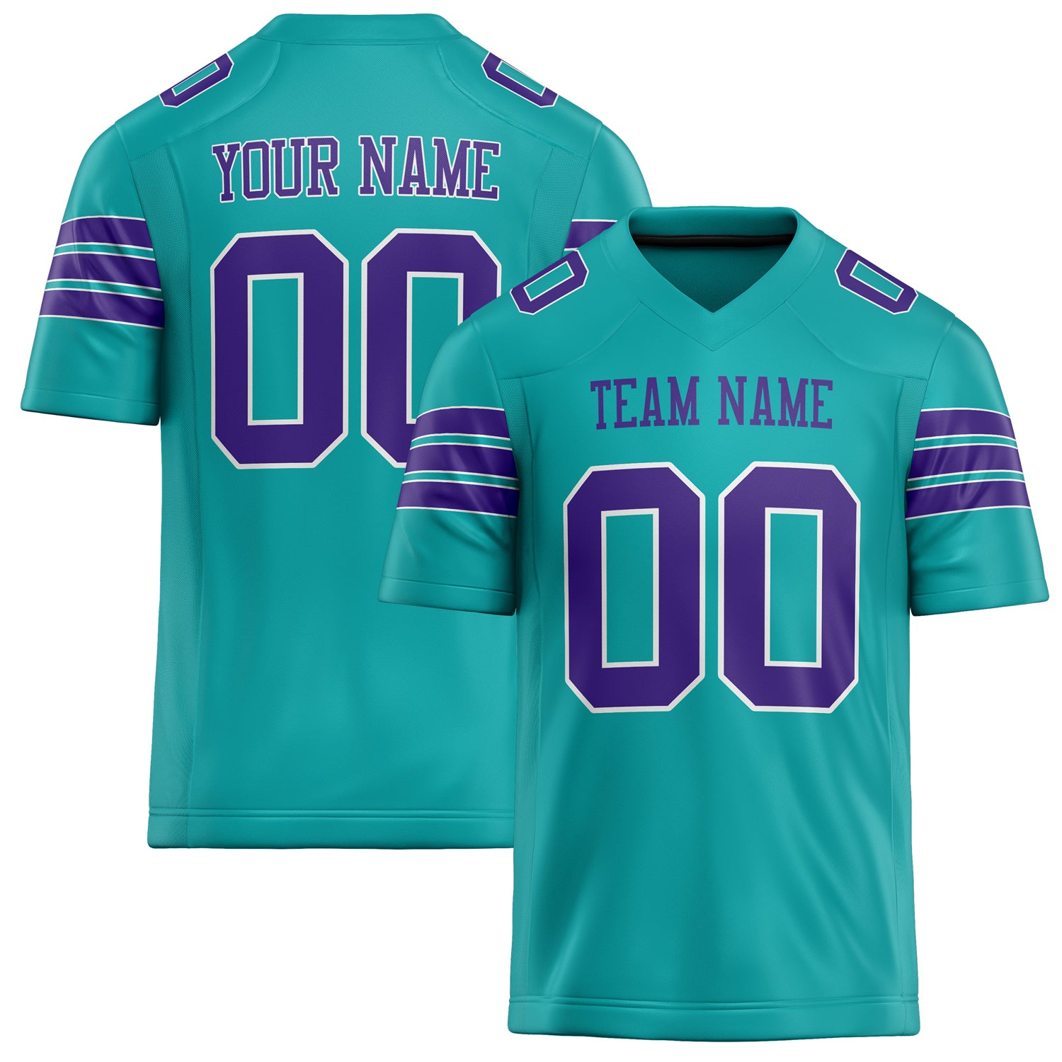 Personalized Aqua Purple Solid Colour Football Jersey FT02240730AQ009