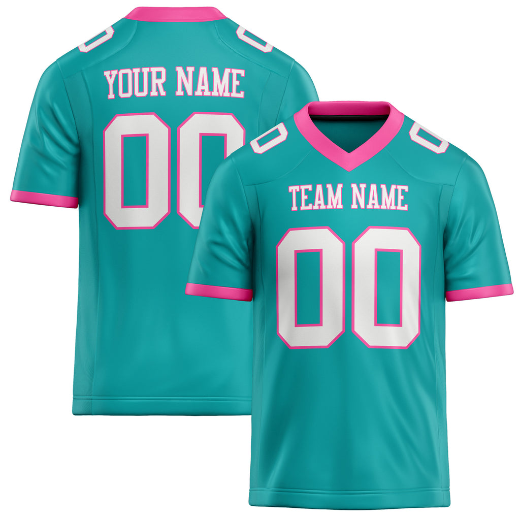 Personalized Aqua White Solid Colour Football Jersey FT02240730AQ010