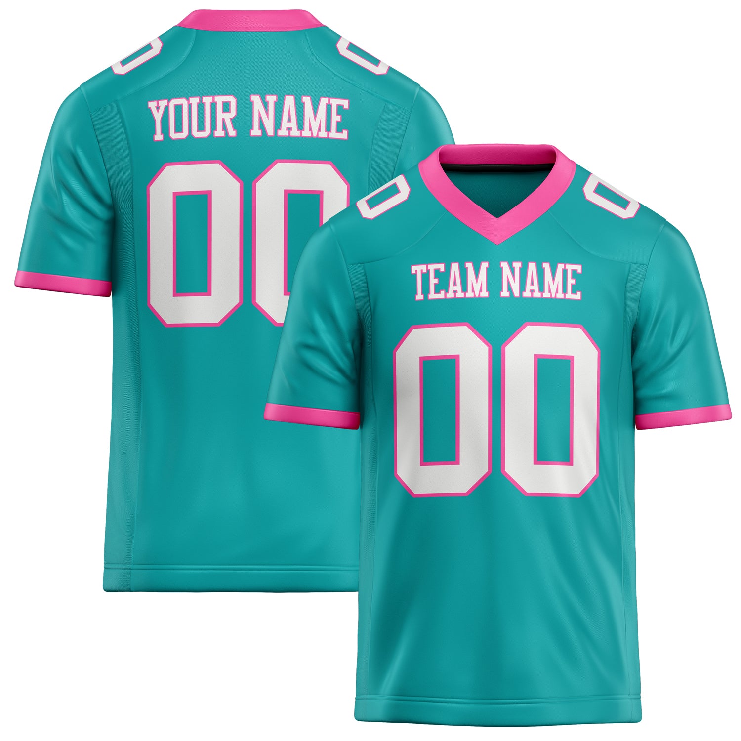 Personalized Aqua White Solid Colour Football Jersey FT02240730AQ010