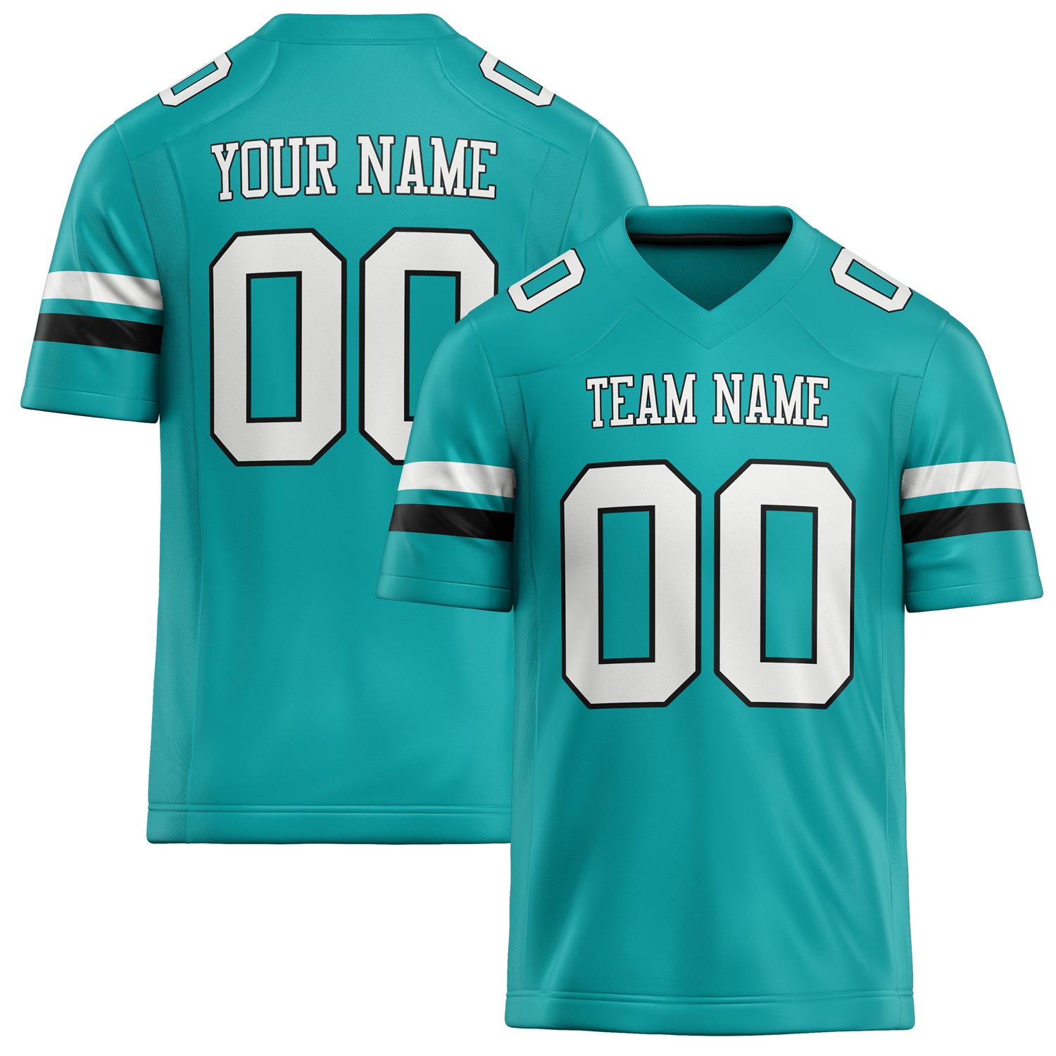 Personalized Aqua White Solid Colour Football Jersey FT02240730AQ011
