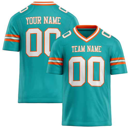 Personalized Aqua White Solid Colour Football Jersey FT02240730AQ012