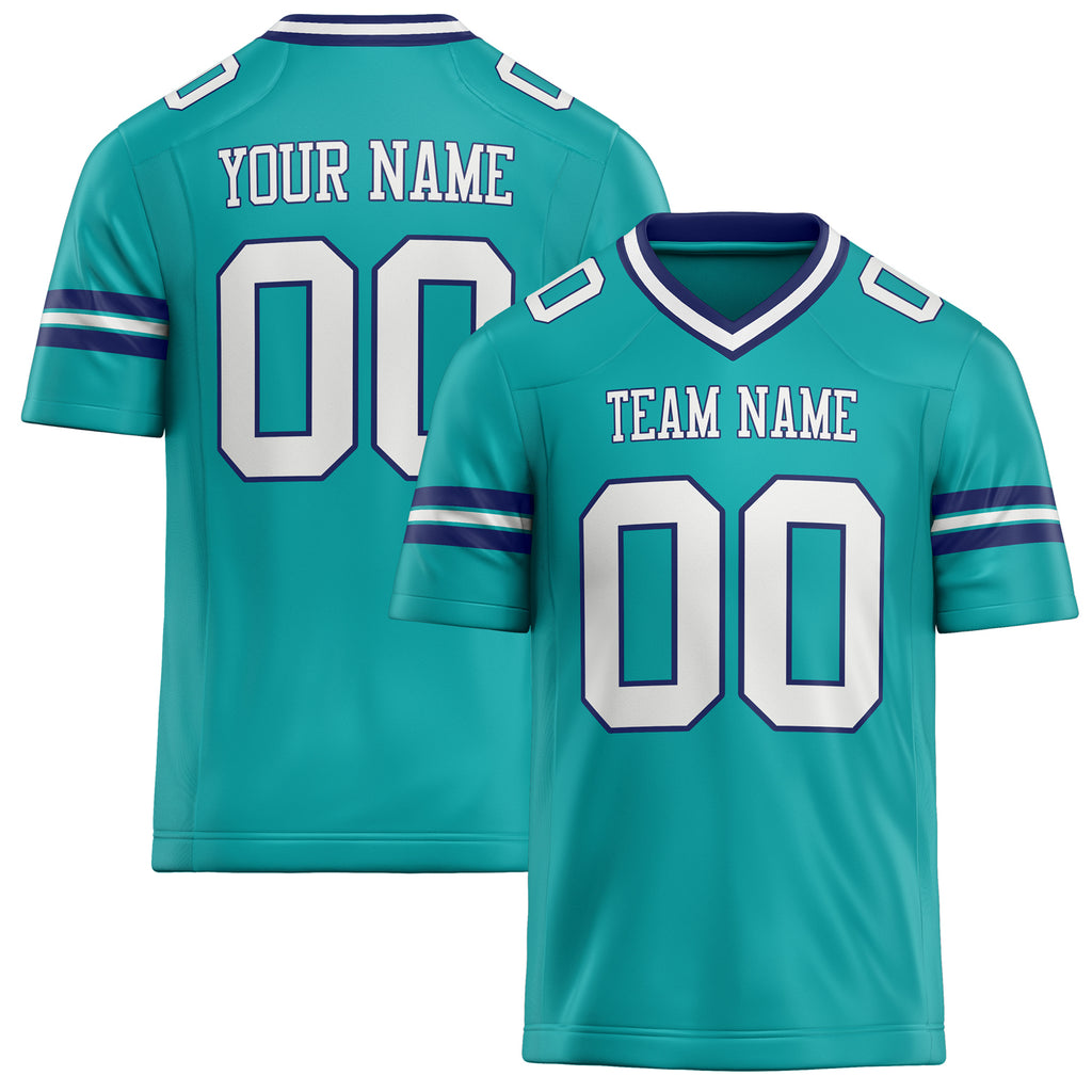 Personalized Aqua White Solid Colour Football Jersey FT02240730AQ013