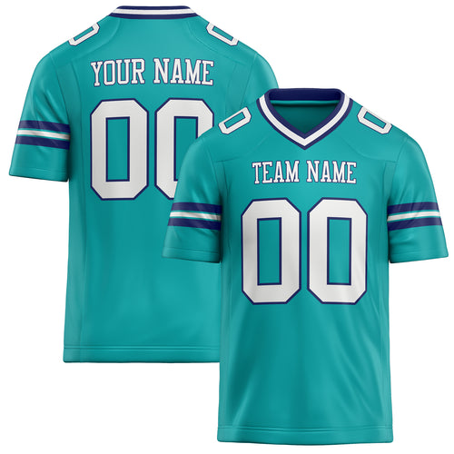 Personalized Aqua White Solid Colour Football Jersey FT02240730AQ013