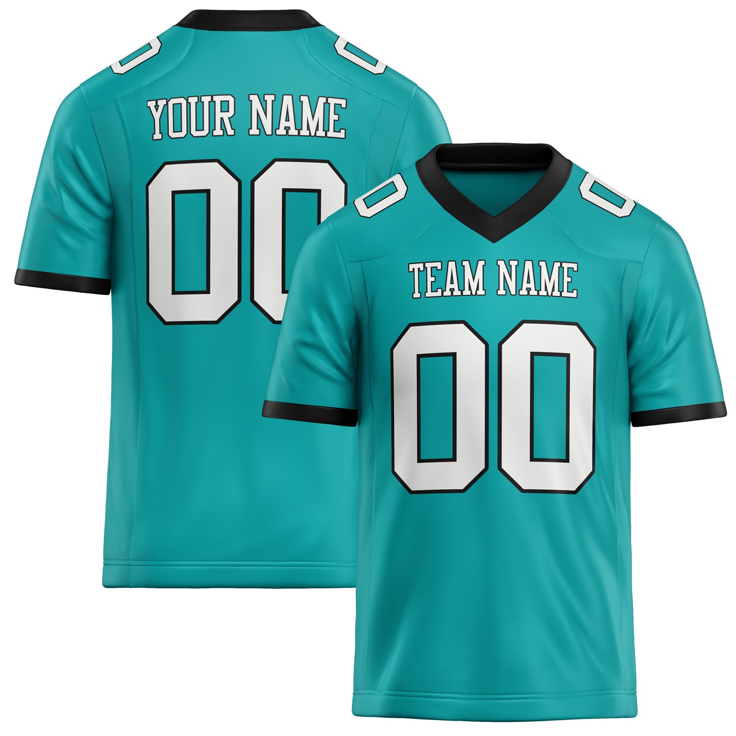 Personalized Aqua White Solid Colour Football Jersey FT02240730AQ014