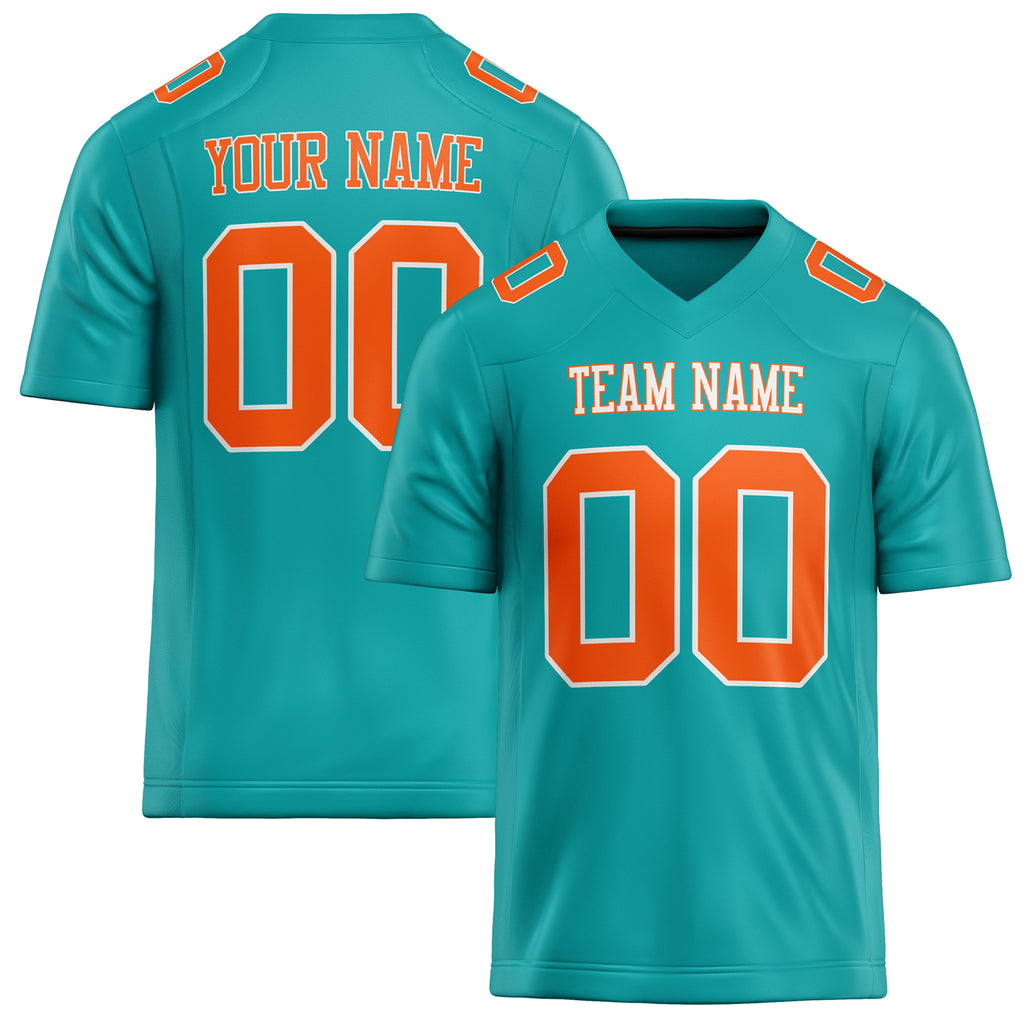 Personalized Aqua Orange Solid Colour Football Jersey FT02240730AQ015