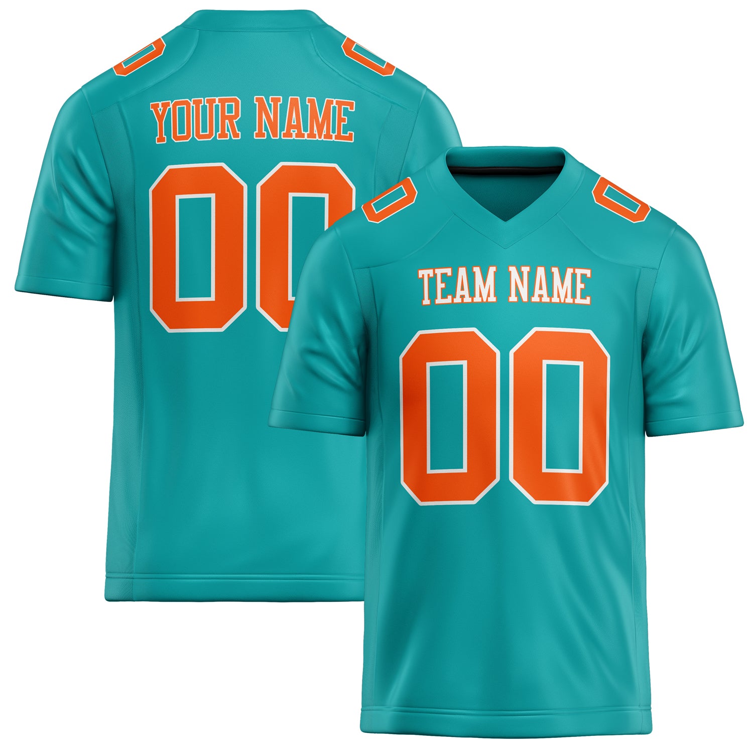 Personalized Aqua Orange Solid Colour Football Jersey FT02240730AQ015