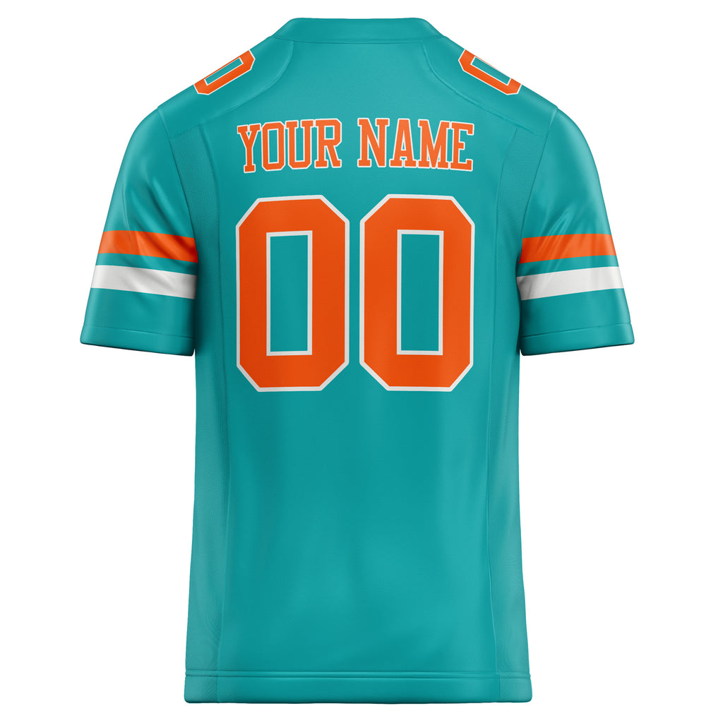 Personalized Aqua & Orange Solid Colour Football Jersey