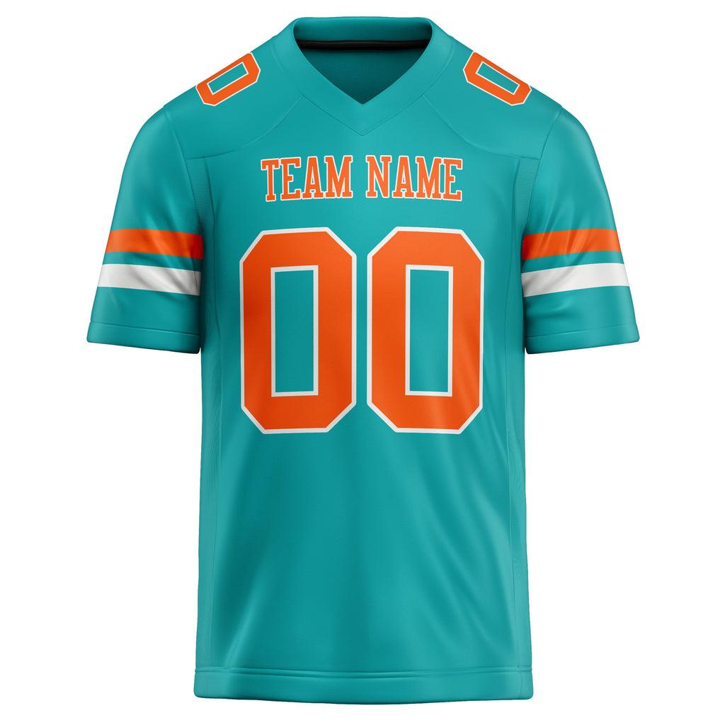 Personalized Aqua & Orange Solid Colour Football Jersey