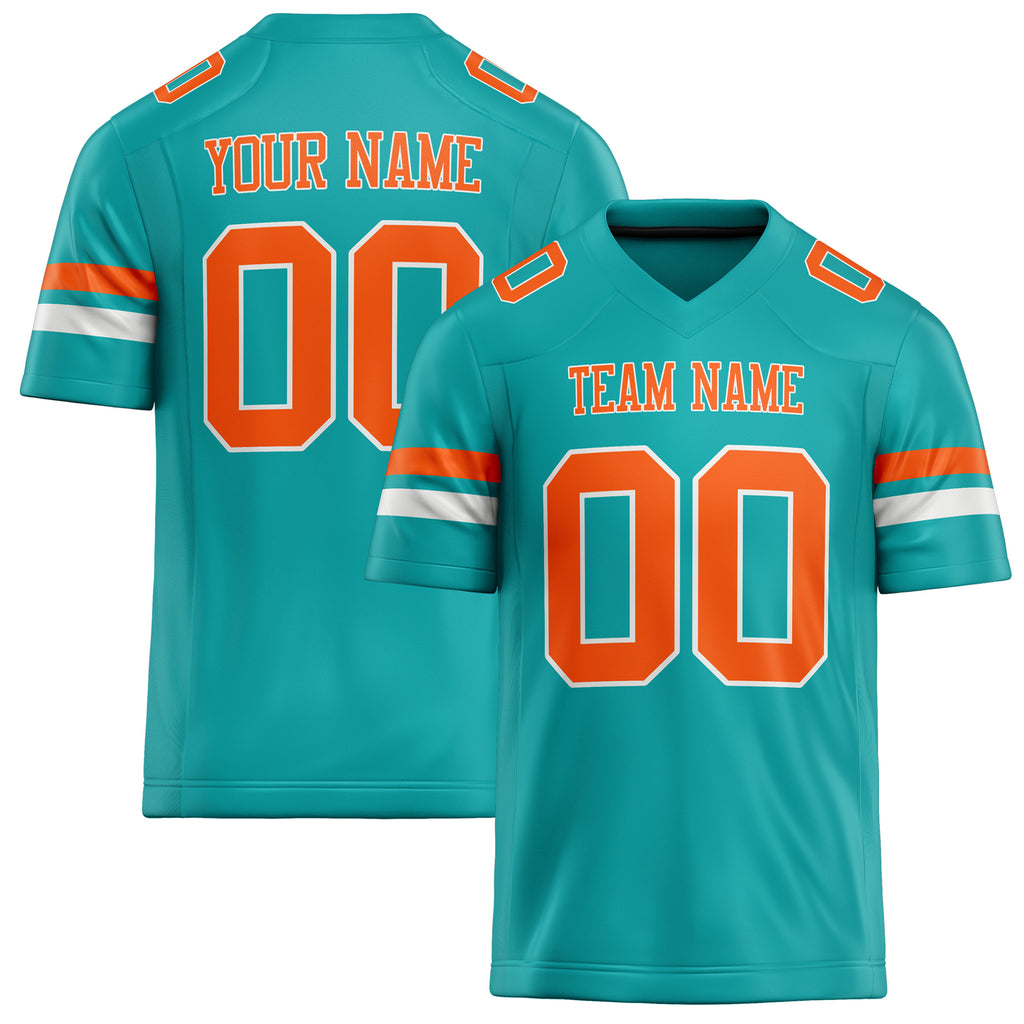 Personalized Aqua Orange Solid Colour Football Jersey FT02240730AQ016