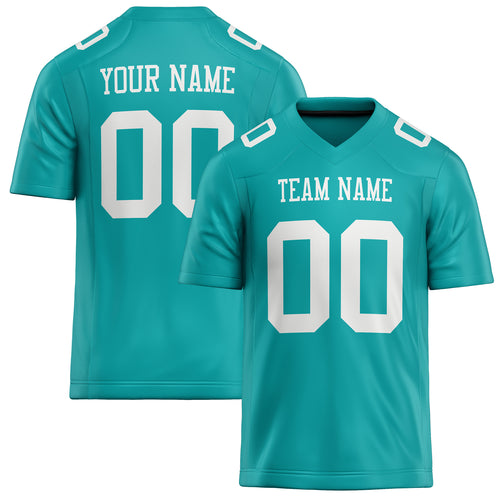 Personalized Aqua White Solid Colour Football Jersey FT02240730AQ017