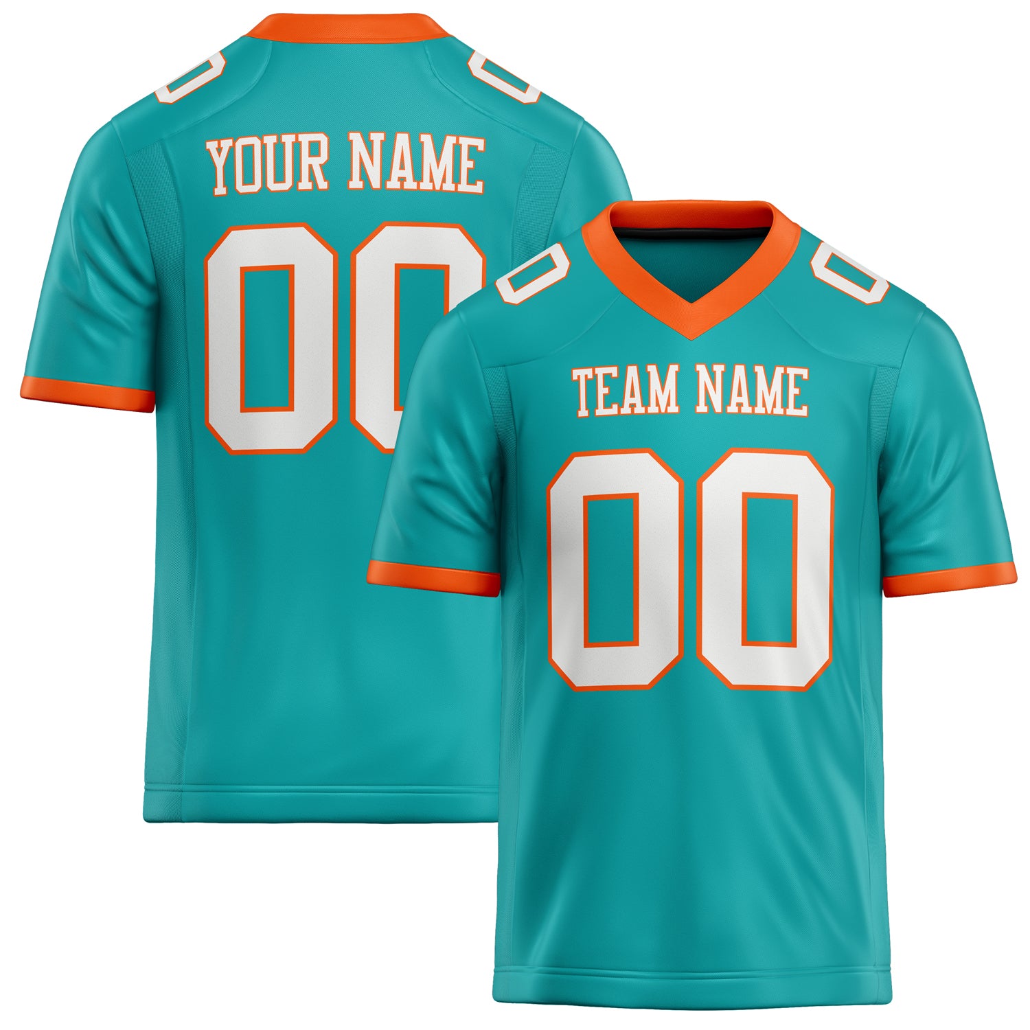 Personalized Aqua White Solid Colour Football Jersey FT02240730AQ018