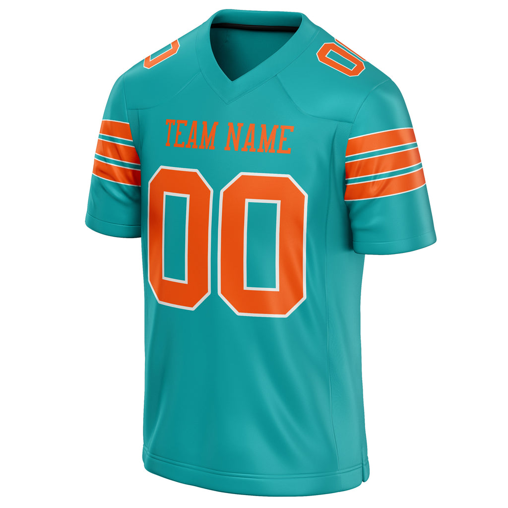 Personalized Aqua & Orange Solid Colour Football Jersey