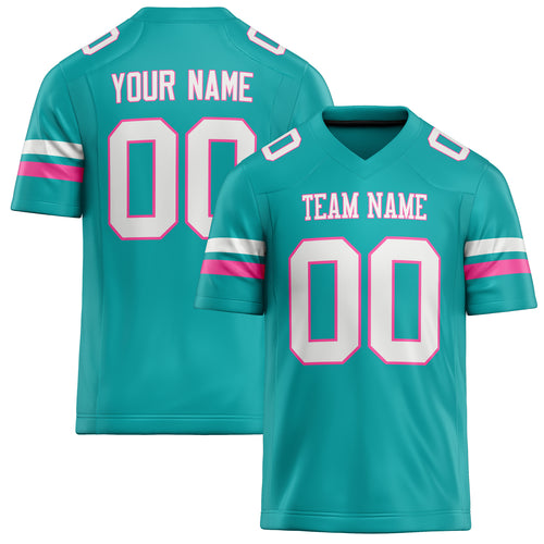 Personalized Aqua White Solid Colour Football Jersey FT02240730AQ020