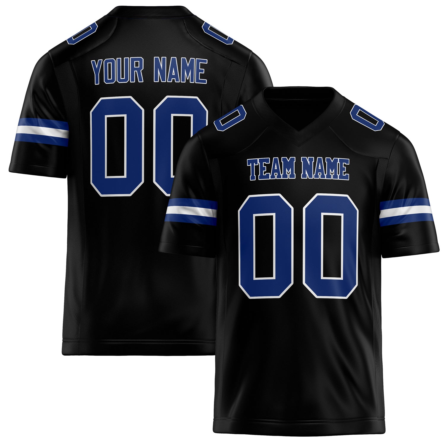 Personalized Black royal Solid Colour Football Jersey FT02240730BL023