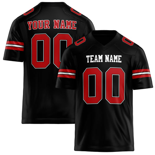 Personalized Black red Solid Colour Football Jersey FT02240730BL024