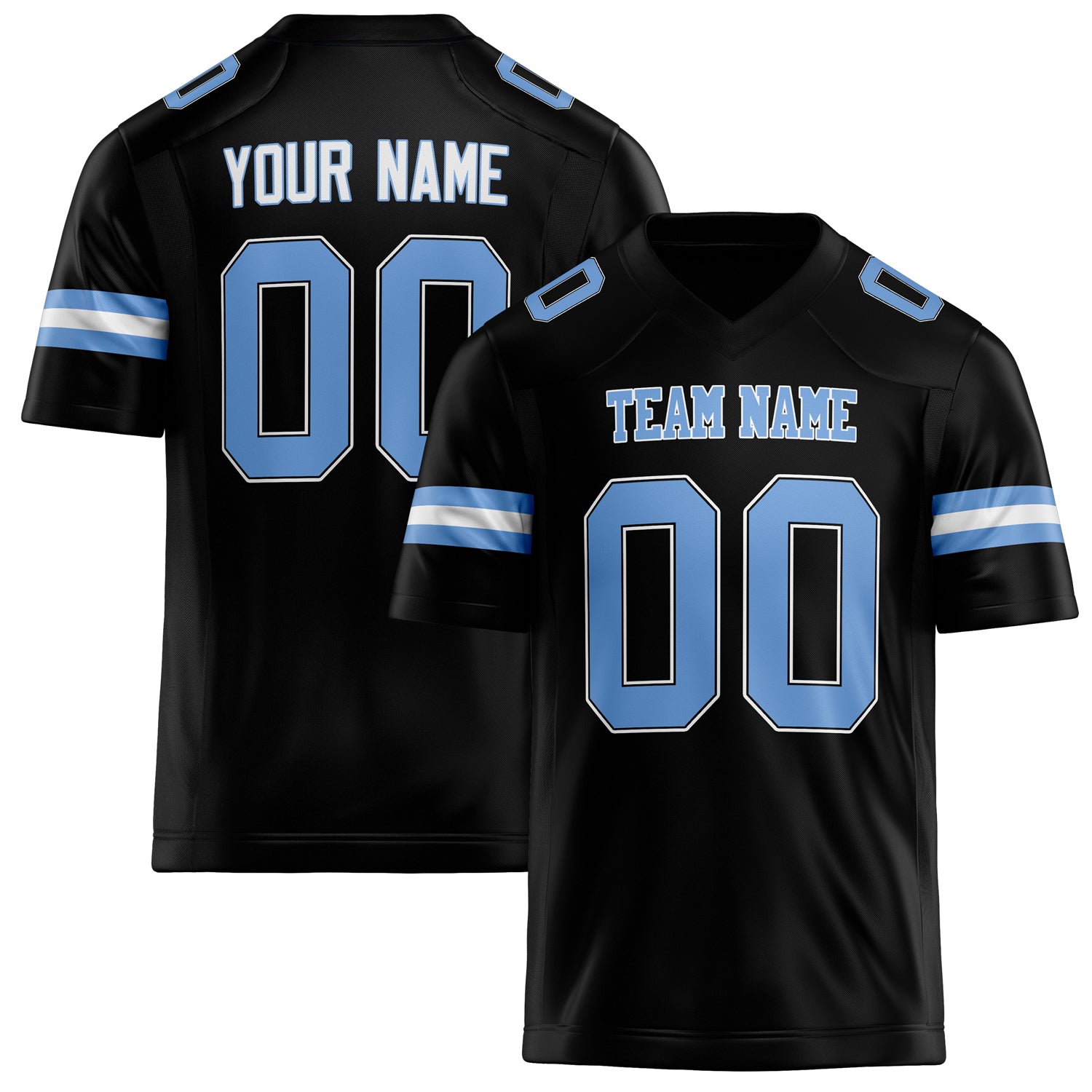 Personalized Black light blue Solid Colour Football Jersey FT02240730BL025