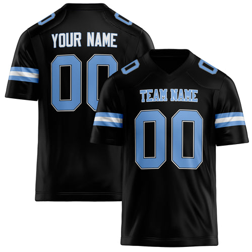 Personalized Black light blue Solid Colour Football Jersey FT02240730BL025