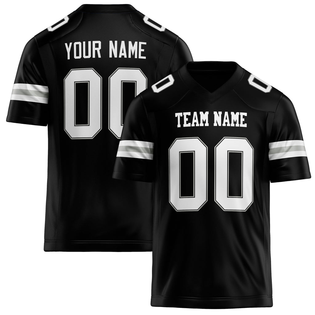 Personalized Black White Solid Colour Football Jersey FT02240730BL026