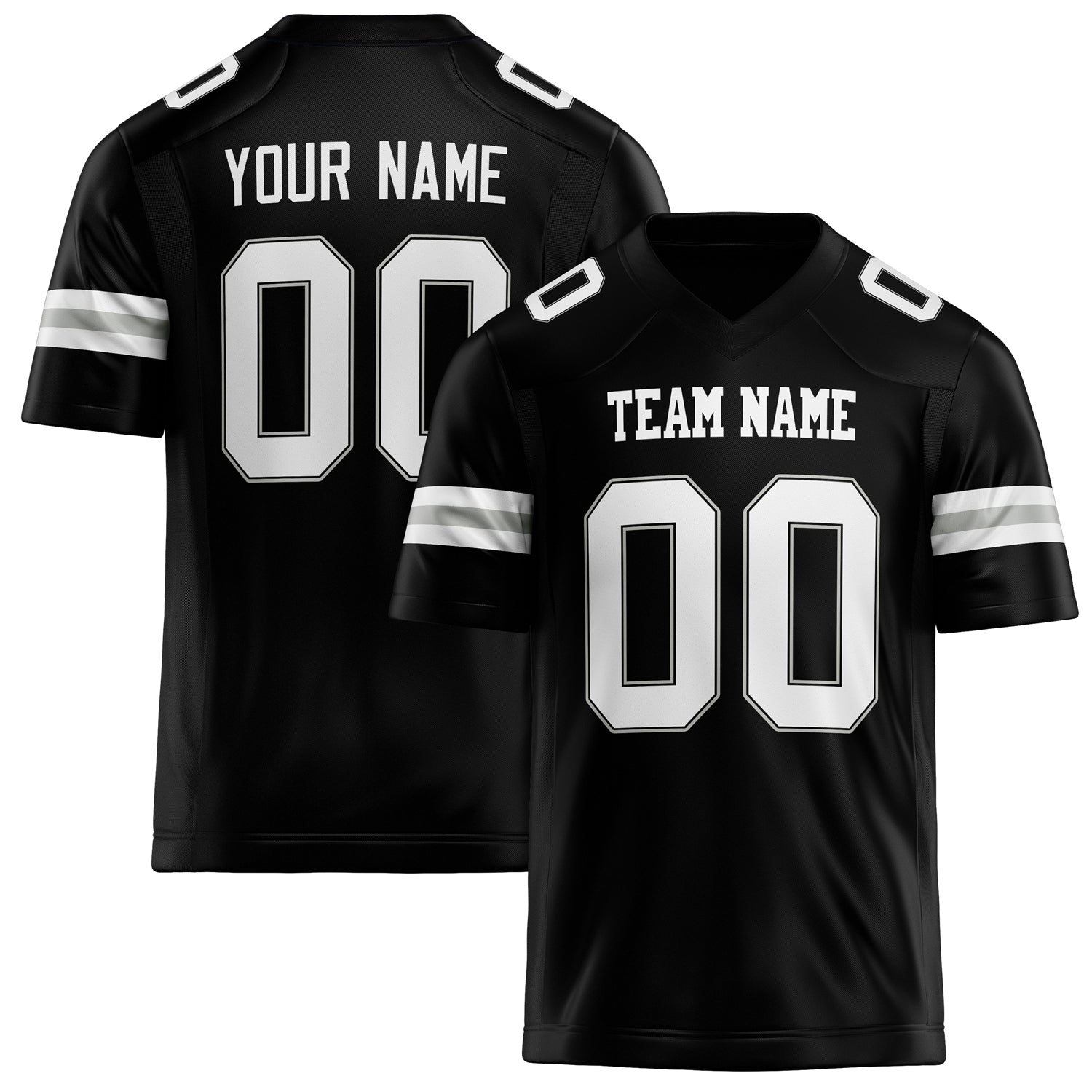 Personalized Black White Solid Colour Football Jersey FT02240730BL026