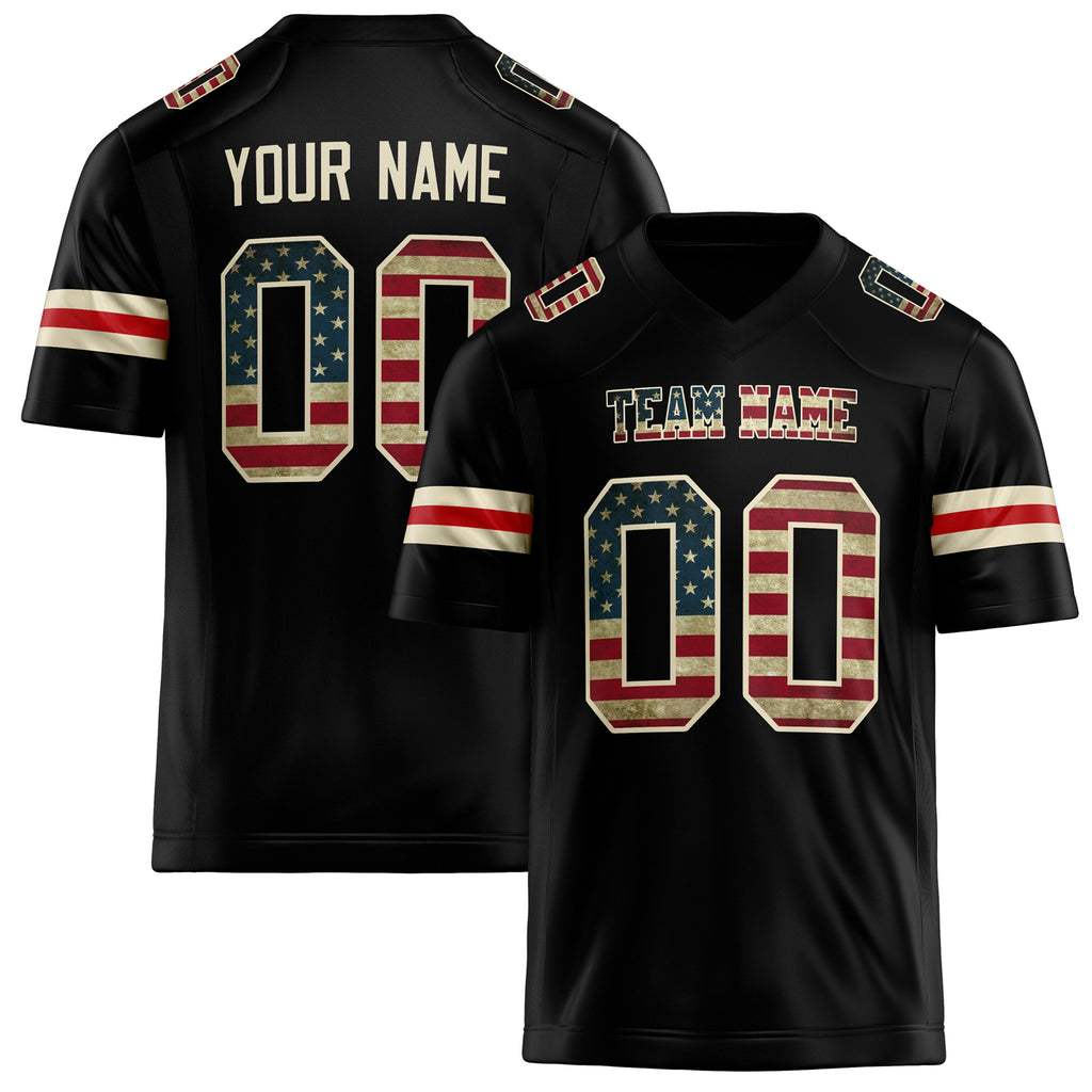 Personalized Black cream Solid Colour Football Jersey FT02240730BL027