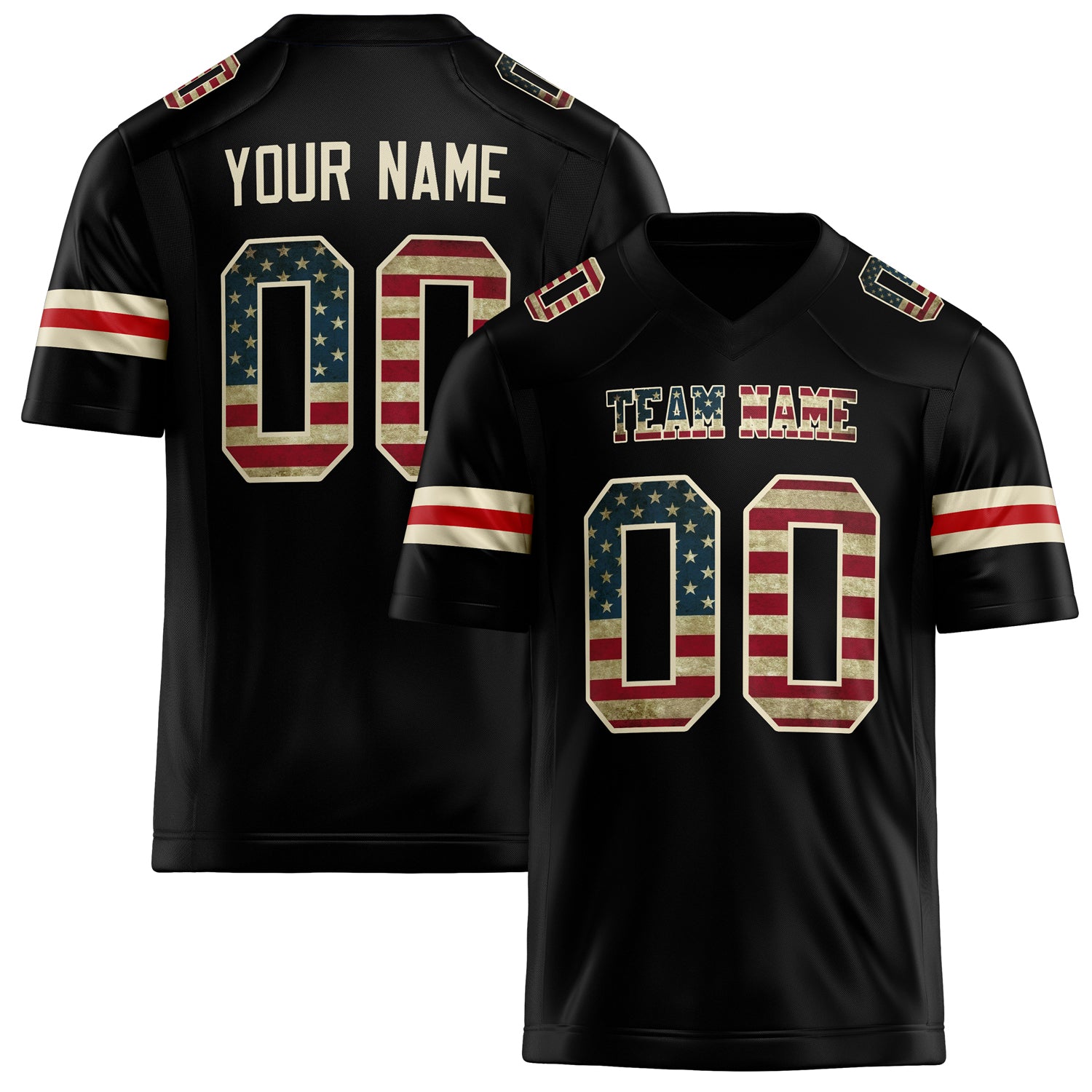 Personalized Black cream Solid Colour Football Jersey FT02240730BL027
