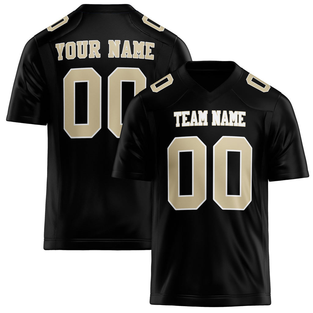 Personalized Black cream Solid Colour Football Jersey FT02240730BL031