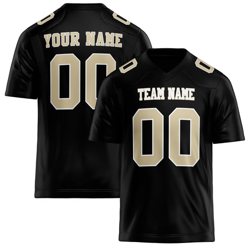 Personalized Black cream Solid Colour Football Jersey FT02240730BL031