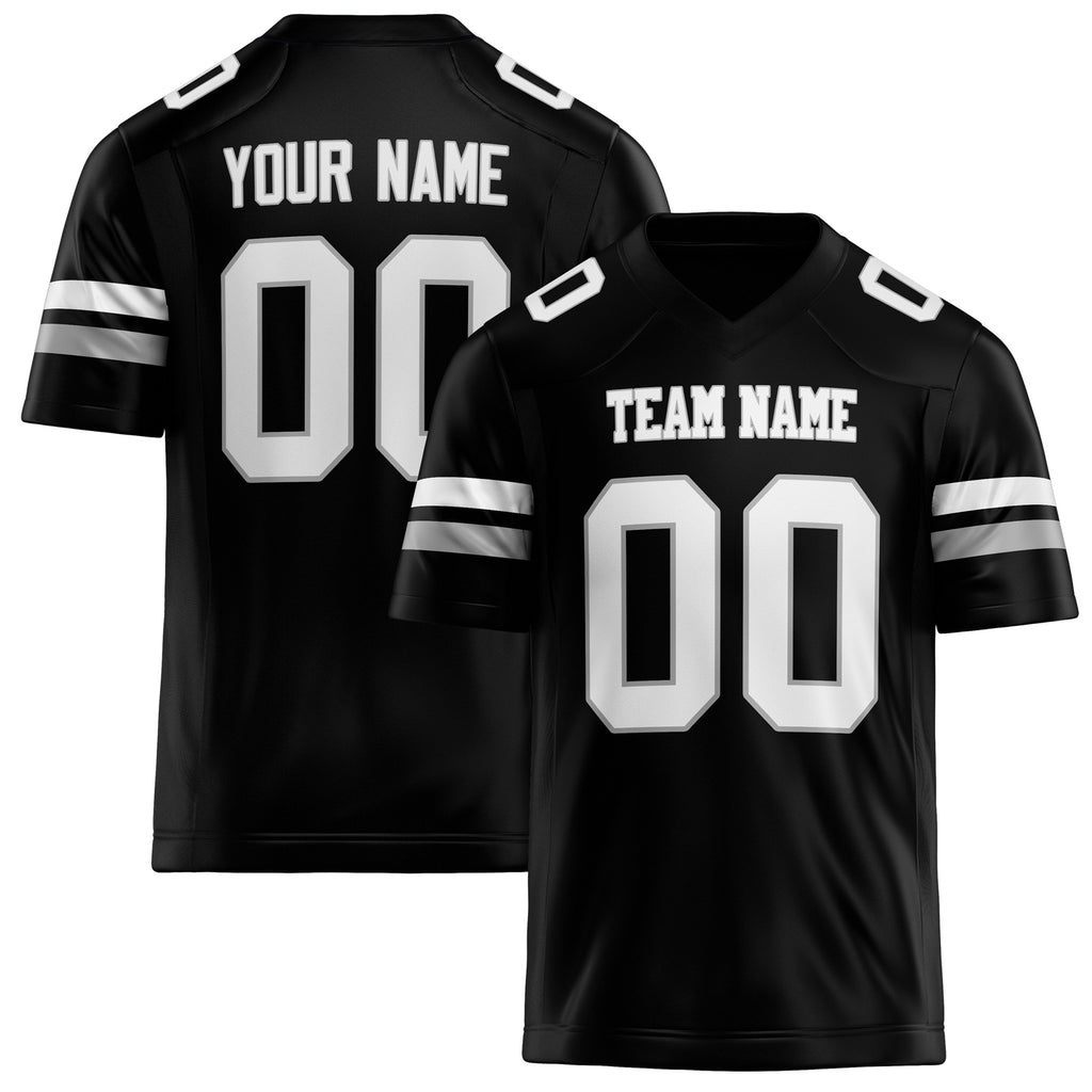 Personalized Black White Solid Colour Football Jersey FT02240730BL032