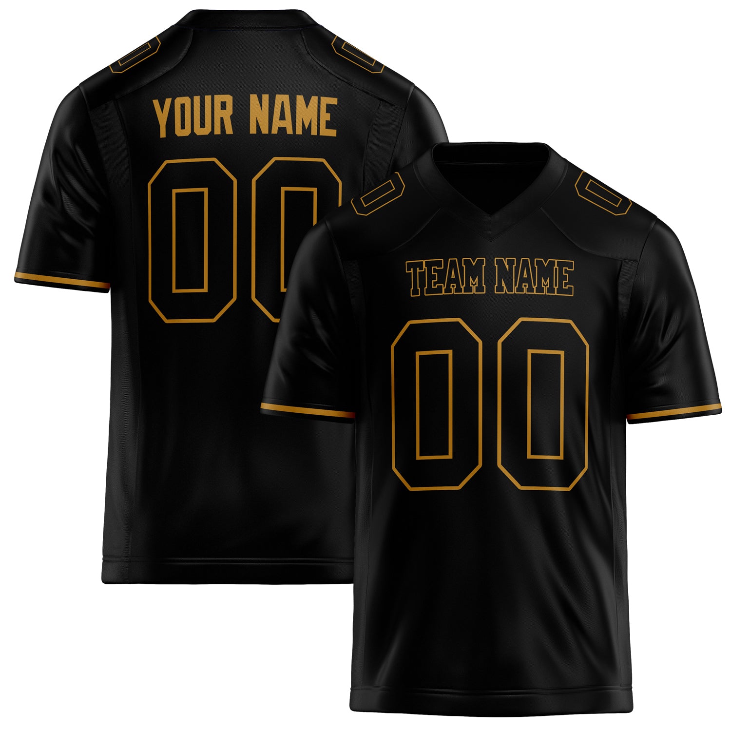 Personalized Black old gold Solid Colour Football Jersey FT02240730BL033