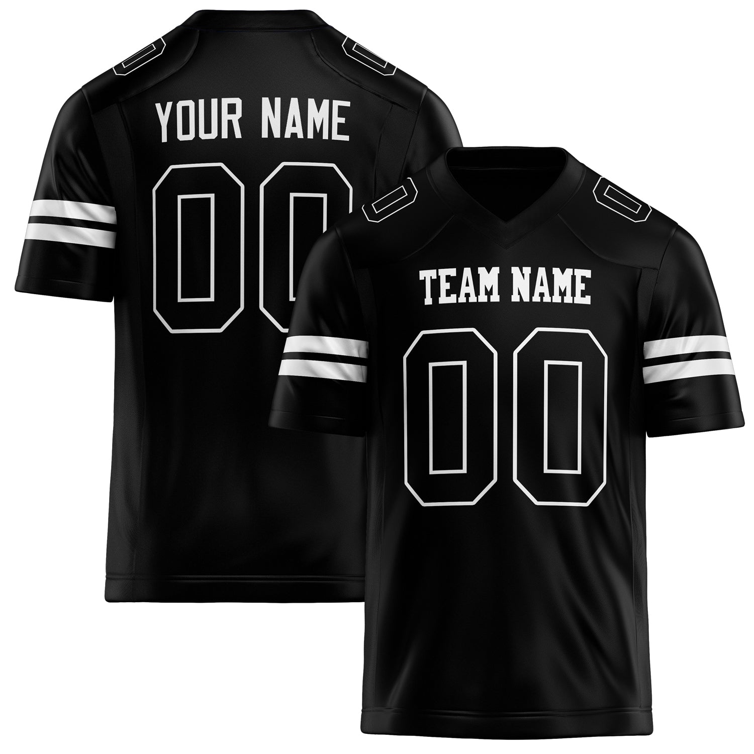Personalized Black White Solid Colour Football Jersey FT02240730BL035
