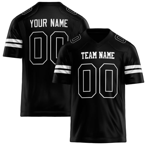 Personalized Black White Solid Colour Football Jersey FT02240730BL035
