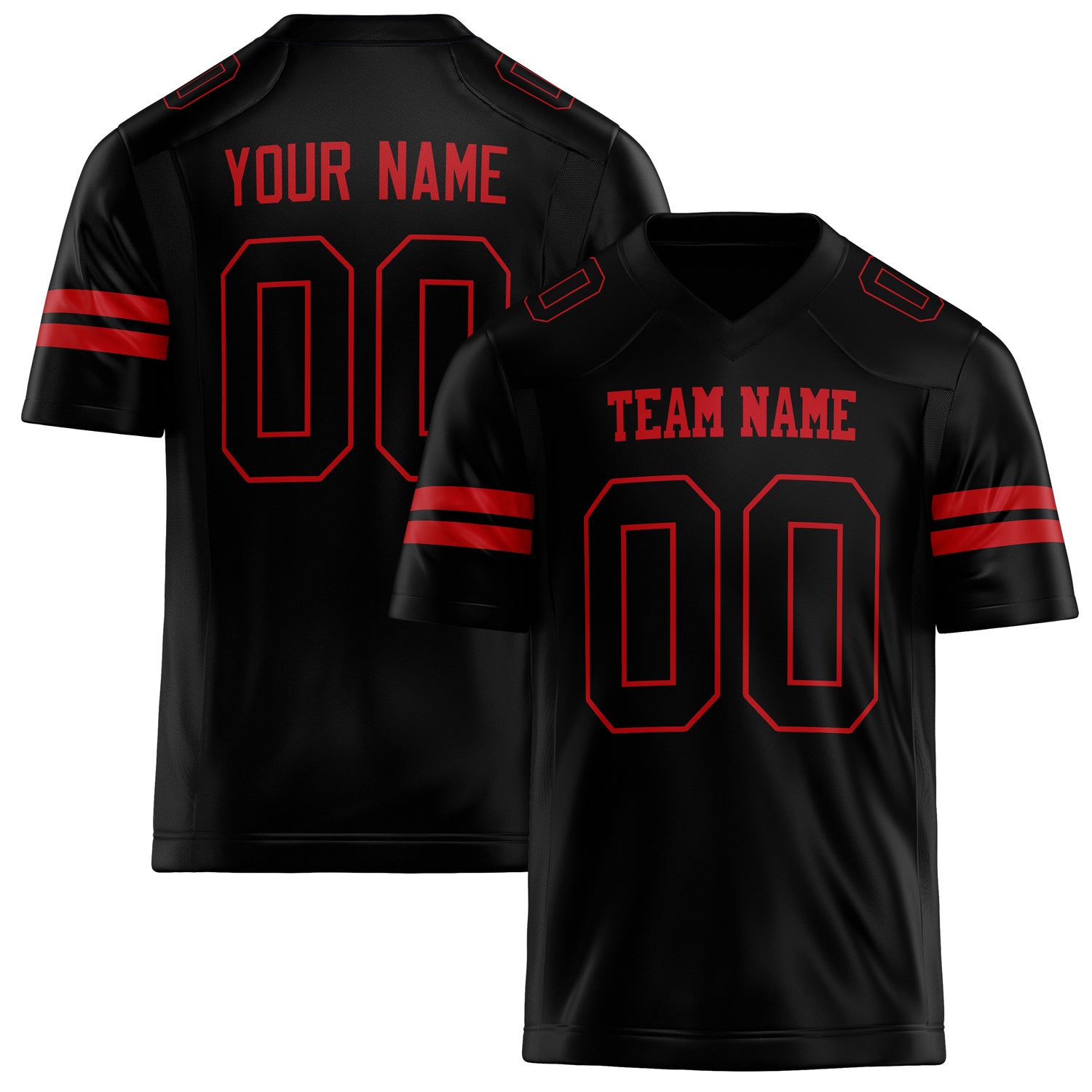 Personalized Black red Solid Colour Football Jersey FT02240730BL038
