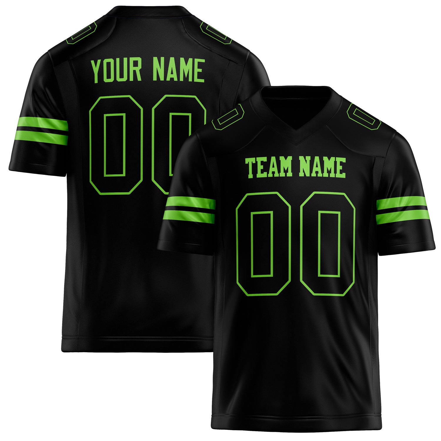 Personalized Black Neon Green Solid Colour Football Jersey FT02240730BL040