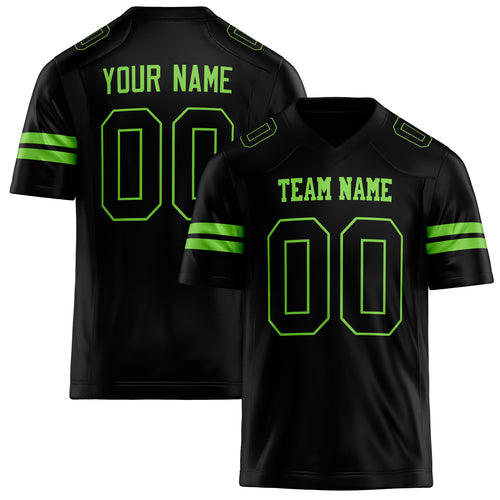 Personalized Black Neon Green Solid Colour Football Jersey FT02240730BL040