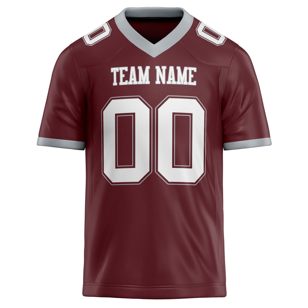 Personalized Burgundy & White Solid Colour Football Jersey
